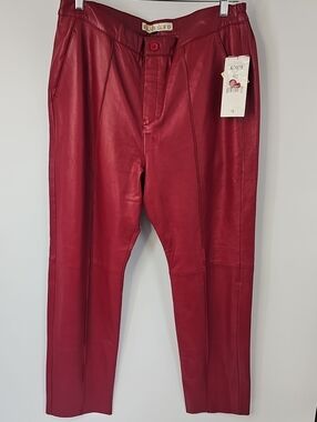 Excelled VTG Red 100% Leather Pants w Front Pockets Womens Size 18 Y2K